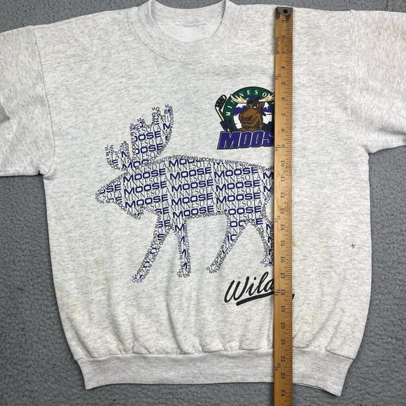 Vintage 90s Minnesota Moose IHL Pullover Crew Neck Sweatshirt Sweater Small‎ - Picture 12 of 13